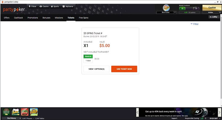 PartyPoker Tournament Tickets