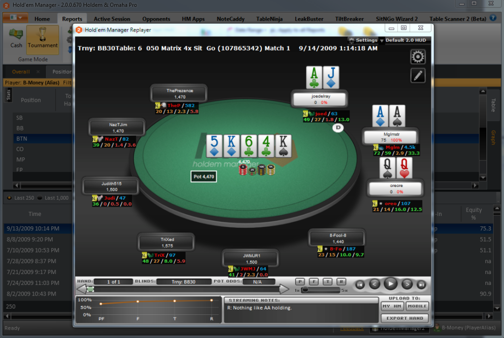 What is the interface and functionality of one of the most popular programs for poker players